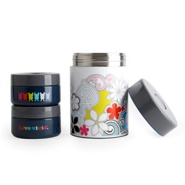 French Bull Stainless Steel Leak Proof Hot Lunch Thermos Vacuum Insulated Food Soup Jar Container, Easy Grip Lid (White Delight…)