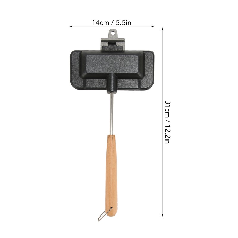 Double Sided Baking Pan Aluminium Alloy Frying Pan Wooden Handles