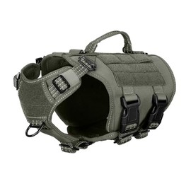 ICEFANG GN3 Tactical Dog Harness with 6X Quick Release Buckles,Molle Compatible Dog Vest,Adjustable Snug fit, Loop Panels for Dog Patch,No Pulling Front Leash Clip (X-Small (Pack of 1), Ranger Green)