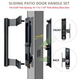 Young Dance Sliding Glass Door Handle Set with Lock - Easy to Install,Patio Sliding Door Handle Fits for 1 to 1-1/8 Door Thickness,6-5/8" Screw Hole Spacing,Perfectly Replacement for Old Handle(Black)