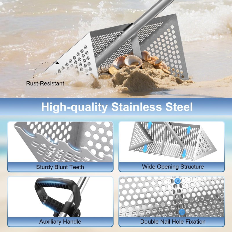 Sand Fleas Rake 52" Heavy Duty Beach Rake with Large