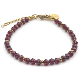 LAVISA Garnet Gemstone Bracelet – 4 mm Beads – Real Natural Stone Beads | Crystal Beads, Healing Stones | One Size with Extension, Gemstone