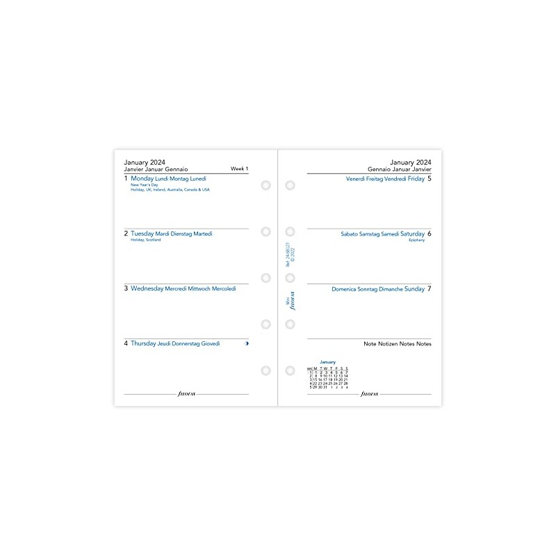 Filofax Mini week on two pages 4 language 2024 diary