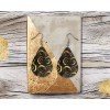 Twisted R Design Black and Gold Swirl Print Wood Dangle