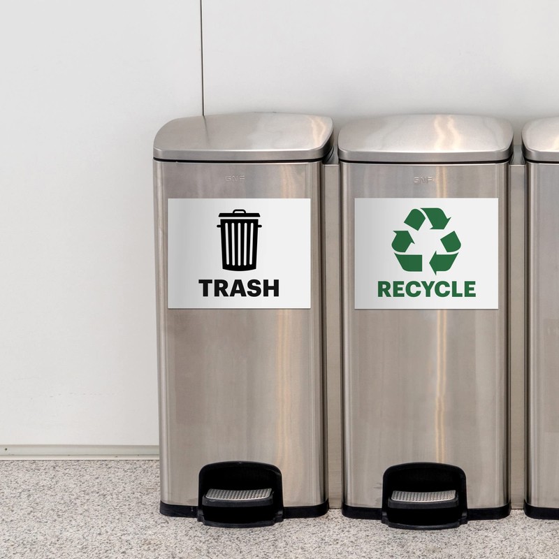 Avery Recycle and Trash Stickers, Green and Black Signs for
