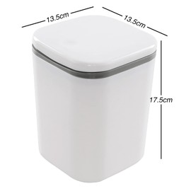 HOMMP Bote de basura de encimera minúsculo de 0.5 galones, mini bote de basura de escritorio con botón pulsador, blanco
