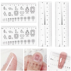 4Pcs Nail Measurement Ruler Fake Nails Measuring Ruler Nail Measure Ruler Nail Rhinestones Size DIY Manicure Tools for Acrylic Nails and Nail Styling