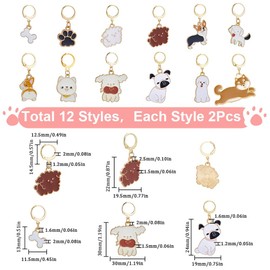 SUNNYCLUE 1 Box 24Pcs Stitch Markers Crochet Stitch Marker Cute Enamel Dog Charms Knitting Stitch Clip On Removable Leverbacks Zipper Pull Charm Locking Knitting Markers for Yarns DIY Sewing Quilting