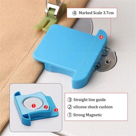 2Pcs Magnetic Seam Guide for Sewing Machine with Ruler 2024 Upgraded Polygonal Hemmer Guide Magnetic Positioning Tool with Scale Professional Sewing Supplies and Accessories (red and Purple)