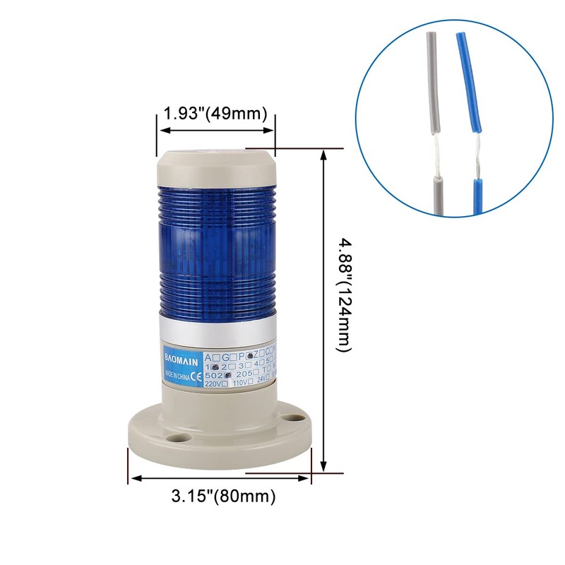 Baomain Warning Continuous Light 24V DC Industrial Blue LED Signal