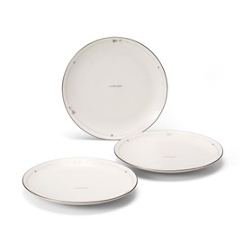 Narumi 41635-33353 Jill Stuart Plate Set, 6.3 inches (16 cm), Silver, Ribbon Pattern, Stylish, Cute, Set of 3, Made in Japan, Gift Box Included