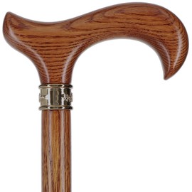 Royal RC Canes Genuine Oak Wood Derby Walking Cane - Stylish Brass Embossed Collar - Elegant Walking Stick for Men and Women