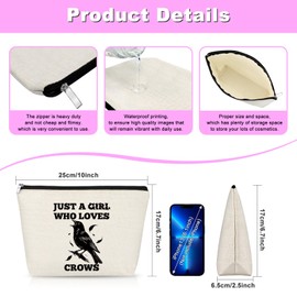Crow Lover Gift Makeup Bag Crow Gift for Women Crow Themed Gift Black Crow Cosmetic Bag Bird Watching Gift Bird Lover Gift Birthday Christmas Graduation Gift for Friend Daughter Colleague Sisters