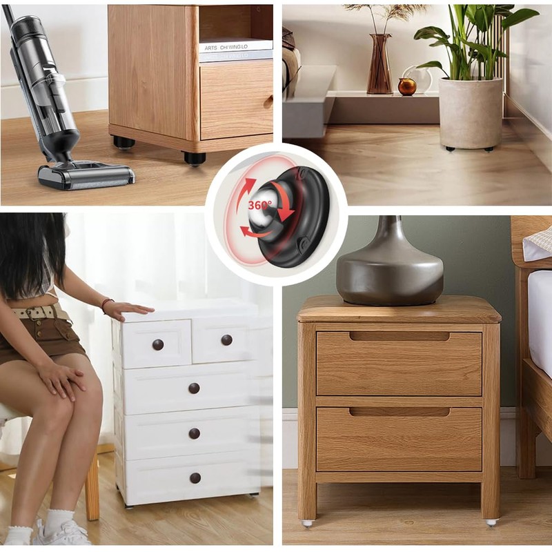 Deear Self Adhesive Caster Wheels for Furniture,Storage Box,Trash Can,PC Stainless