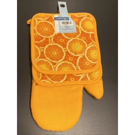 Spring Shop LOT of 3 Kitchen Pot Holders Oven Mitt Mitten Citrus Oranges Fun Fruit Set NEW