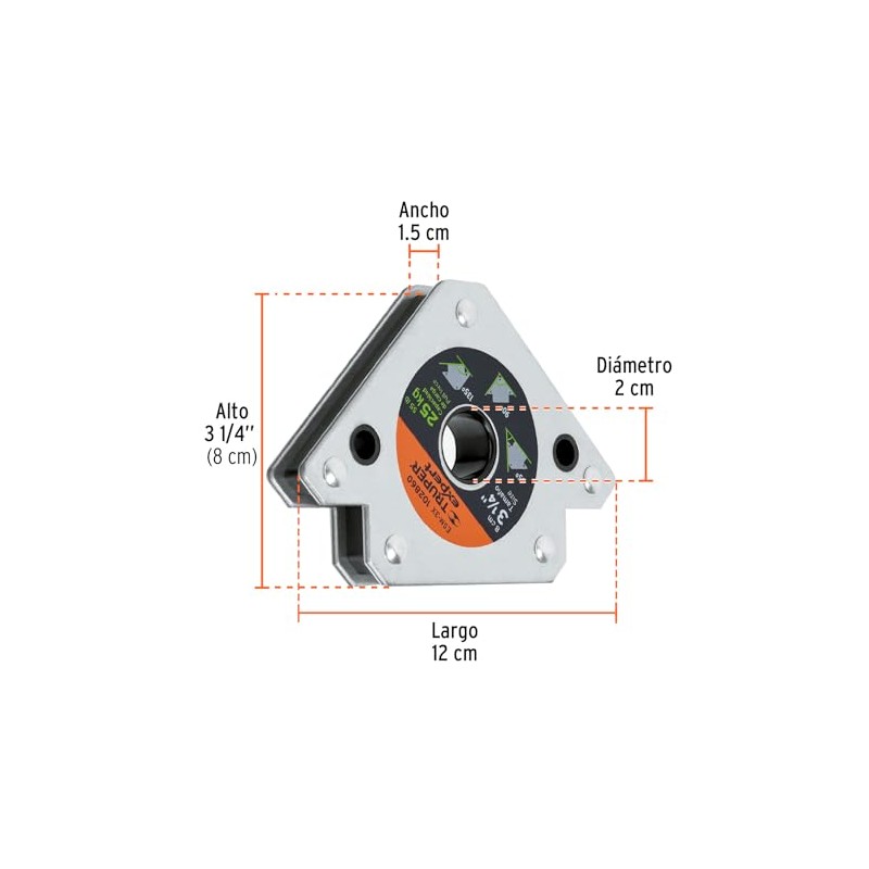 Truper Expert ESM-3X, Escuadra magnética 3" para soldar capacidad 17