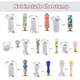 BIGEBO 10 Pcs Wax Seal Handle Molds, Silicone Handle Molds for Epoxy Resin