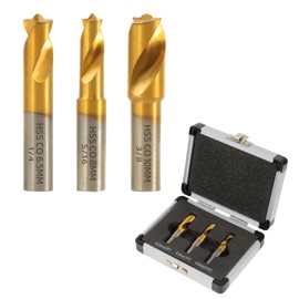 RENYU 3Pcs Cobalt Spot Weld Drill Bit Set Kit, Titanium Coated High Speed Cobalt Steel Weld Cutter Drill Bit Weld Removal Tool 1/4-inch (6.5mm), 5/16-inch (8mm), and 3/8-inch (10mm)