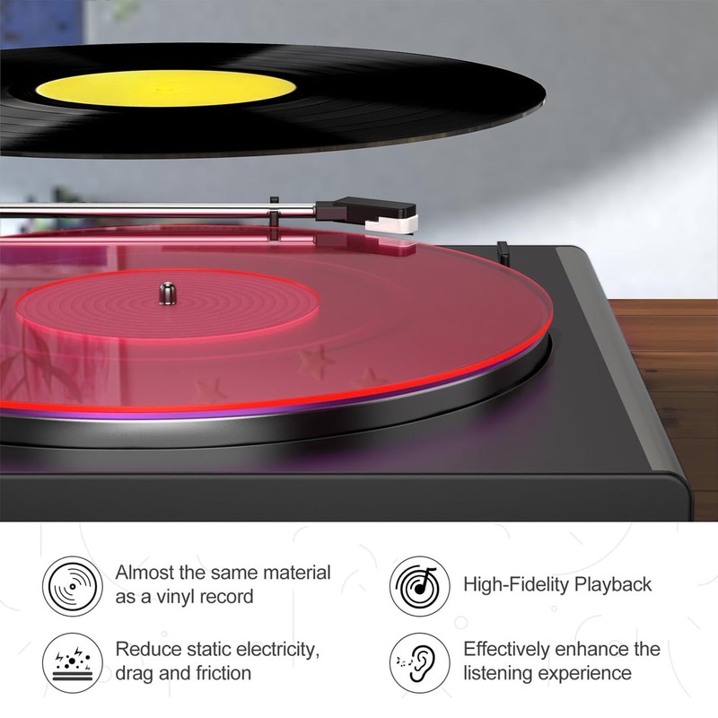 Turntable Platter Mat, 12 Inch Acrylic Record Player Platter Slip
