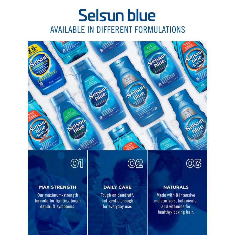 Selsun Blue Normal-Oily Hair Anti-Dandruff Shampoo, 300 mL, Helps Control