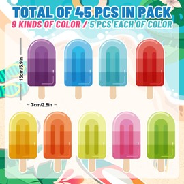 FYSUIMU 45 Pcs Summer Ice Pop Cutouts Gradient Colored Popsicle Shape Cut-Outs Ice Lolly Paper Cutting with 100 Pcs Glue Points for DIY Crafts Back to School Classroom Bulletin Board