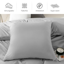 Redkey Cushion Cover 80 x 80 cm, Set of 2 Pillowcases with Zip, Brushed Microfibre Cushion Cover for Cushions, Washable up to 40 °C, Light Grey