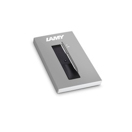 LAMY Set of 1 x ST Twin Pen 645 Multi-Pen System Stainless Steel Ballpoint Pen and Pencil in Silver and 1x Genuine Leather Case in Black for Two Writing Instruments