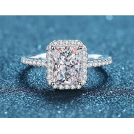 Boray Jewels Moissanite Engagement Ring 1CT, Sterling Silver 18K White Gold Plated Sz 6