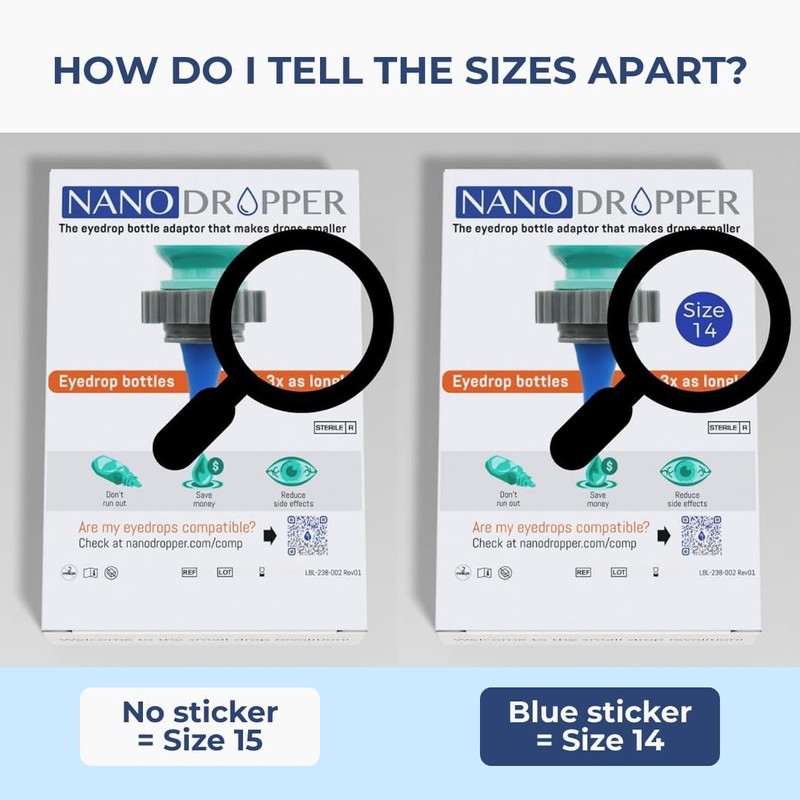 NANODROPPER SIZE 14 Adaptor for Eyedrop Bottles - Volume Reducing