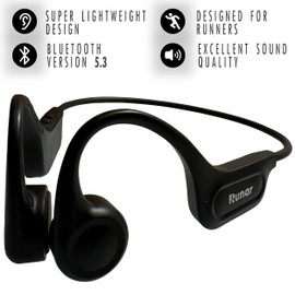 Runar RNR2 Bone Conduction Headphones – Wireless Running Headphones with Open Ear Design, Sweatproof, Bluetooth 5.3, Lightweight, USB-C Charging