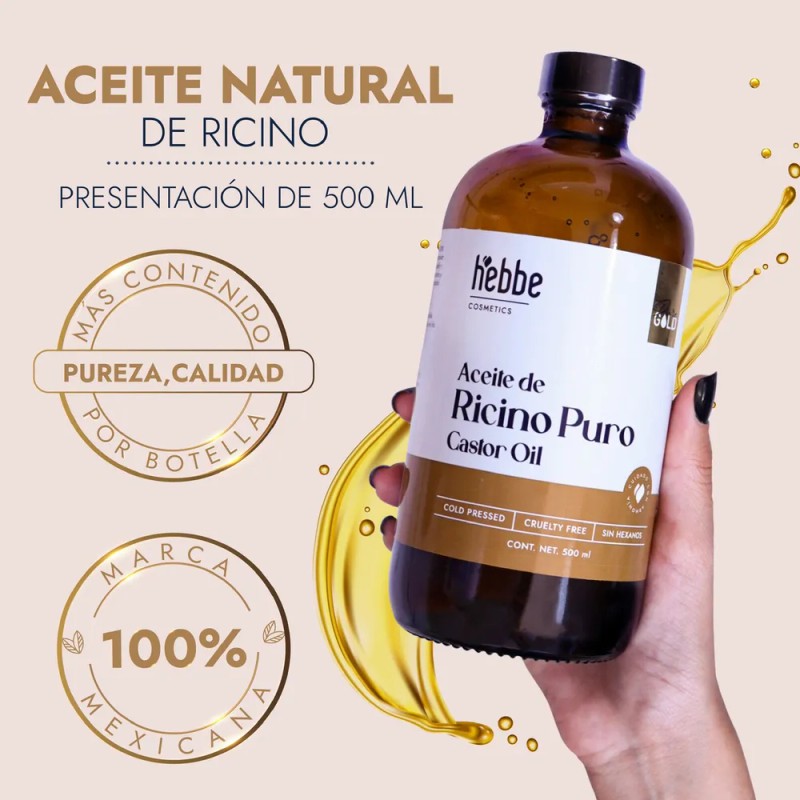Aceite de Ricino Natural Puro Orgánico Hebbe Cosmetics & Lúdika
