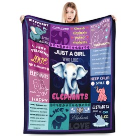 Touchbetter Elephant Gifts Sherpa Throw Blanket,Elephant Gifts for Women Girls,Purple Elephant Flannel Blanket,Double Layer Fabric Warm Blankets,60" X 50"