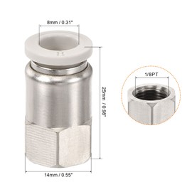 MECCANIXITY Push to Connect Fittings 1/8PT Female Thread Fit 8mm Tube OD Nickel-Plated Copper Straight Union Fitting, Pack of 4