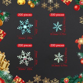 HERKINDNESS Pack of 1000 Snowflakes Decoration, Blue, White Paper Snowflake Decorations, Christmas Confetti, Snow Decoration, Suitable for Birthdays, Weddings, Parties