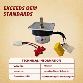 Quadrafire Auger Feed Motor Replacement - Fits CAB50 PS35 PS50 Castile Classic Bay Contour Mt Vernon E2 FS Santa Fe Trekker - Part 812-4421 812-4420 - 3 Year Warranty