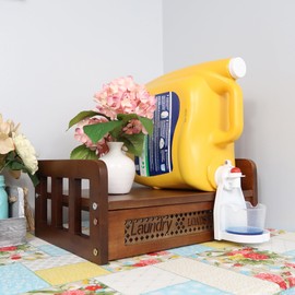 Besuerte Hanging Laundry Detergent Shelf - Farmhouse Laundry Station - Liquid Laundry Detergent Holder Wall Mount - Laundry Soap Holder - Laundry Soap Organizer (Walnut)