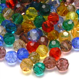 Bedazzlinbeads Lot of 100 Assorted 4mm Round Faceted Glass Beads in a Mix of Transparent Colors