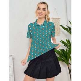 Womens Golf Shirt Squirrel Golfer Performance Moisture Wicking Quick-Dry Golf Polo Shirts for Women Golf Outfits Ladies Golf Shirts
