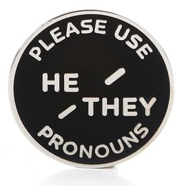 He They Pronoun Brooch Button Non-Binary Badge Enamel Lapel Pin - NB Pride Genderqueer Gender Identity Pin (Silver)