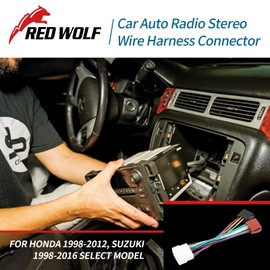 RED WOLF Car Stereo ISO Leads Loom Wiring Harness Adaptor for Honda Accord 98-08, Civic 06-11, CRV 99-08, Acura MDX 05-08 Aftermarket Radio Connector CD Player Receiver Plug