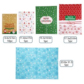 CCINEE 30 PCS Christmas Bags Assorted Size Goody Bags Party Gift Wrapping Bags with Hanging Tags Cards for Kids Party Favors Supplies