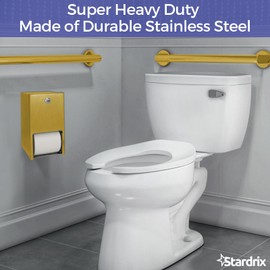 Stardrix Gold 2 Roll Stainless Steel Commercial Toilet Paper Dispenser, Heavy Duty Wall Mount Tissue Holder with Lock for Restroom/Bathroom