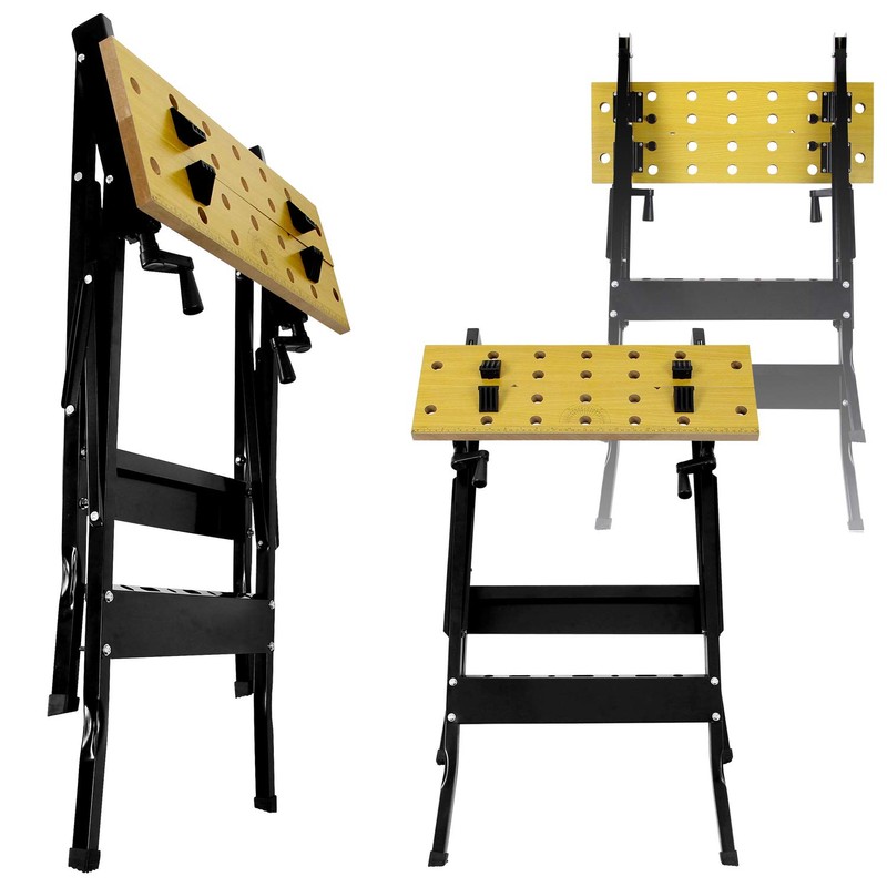 Work-It! Portable Workbench, Folding Carpenter Saw Table with Adjustable Clamps