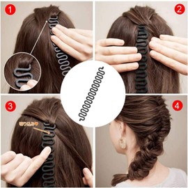 Hair Styling Accessories Hair Bun Braid Maker Hair Accessories Styling Set Topsy Tail Hair Loop Tool Kit DIY Style Girls Women Hairstyle Aid Band Spiral Braiding for Hair Clips Black [4 Pieces]