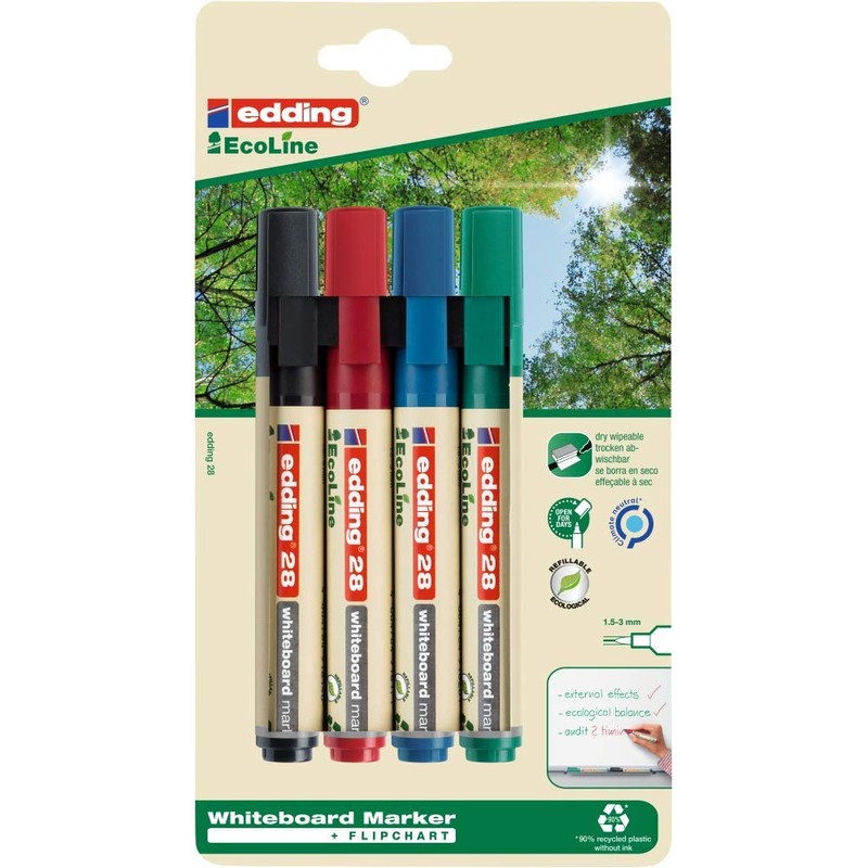 edding 28 Ecoline Whiteboardmarker - bunte Farben - 4 Whiteboard