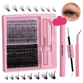 DIY Lash Extension Kit 320Pcs Lash Clusters Eyelash Extension Kit with Lash Bond and Seal Waterproof Lash Applicator Individual Lashes Apply at Home Easy(20D+50D-9-16mix Kit)