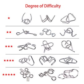 Ahyuan 15 Pieces IQ Test Mind Game Toys IQ Toys Brain Teaser Metal Wire Puzzles Magic Trick Toy Metal IQ Puzzle for Kids and Adults