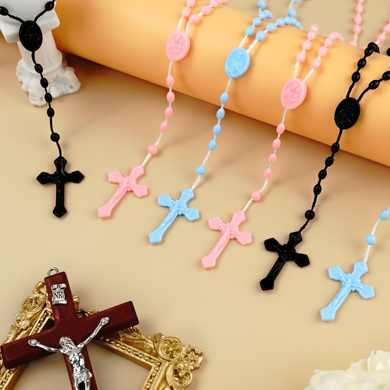 JUXINDAZYF 17'' Bulk Rosaries, Plastic Rosary Beads 12 Rosary Set