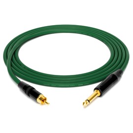 enoaudio Mogami 2534 Quad Professional Studio Cable, Neutrik Gold RCA RCA - 6.3 mm TS Jack, HiFi, Green, 1.0 m