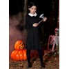 Kids Girls Long Sleeve Collar Flare Dress Wednes Costume Casual